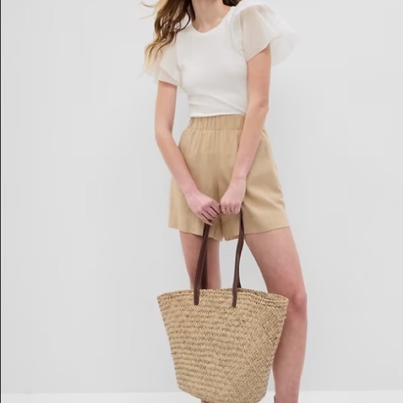 GAP NWT Mini Rib Ruffle Sleeve T-Shirt - Size S - Picture 2 of 5